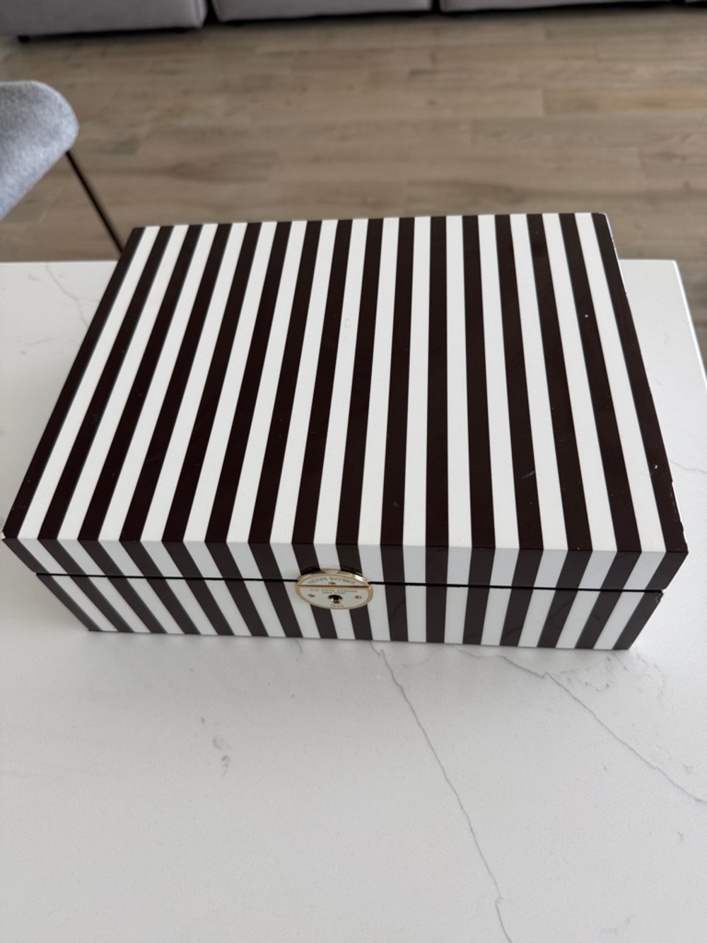 Henri Bendel Striped Decorative Jewelry Box - Brown & White